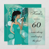 60歳の誕生日パーティー ガールパーティー | ティール 招待状 (正面/裏面)