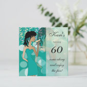60歳の誕生日パーティー ガールパーティー | ティール 招待状 (スタンド正面)