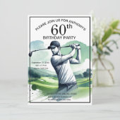 60歳の誕生日パーティー ゴルファー スポーツ パー 大人 ゴルフ 招待状 (スタンド正面)
