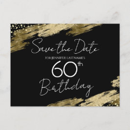 60歳の誕生日パーティー ゴールド ブラック Save the Date ポストカード