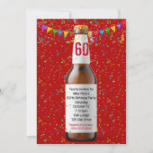 60歳の誕生日パーティー ビールボトル 招待状 (正面)