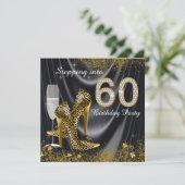 60歳の誕生日パーティー ブラックサテン 招待状 (スタンド正面)