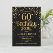 60歳の誕生日パーティー - ブラック&ゴールド 招待状 (スタンド正面)
