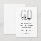 60歳の誕生日パーティー モダン シンプル 招待状 (正面/裏面)