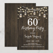 60歳の誕生日パーティー - ラスティックウッド 招待状 (正面/裏面)