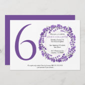 60歳の誕生日パーティー、ラベンダーの花 招待状 (正面/裏面)