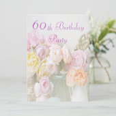 60歳の誕生日パーティー ロマンティックなバラの瓶詰め 招待状 (スタンド正面)