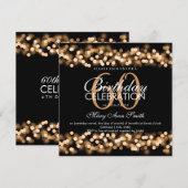 60歳の誕生日パーティー 偽のゴールド ハリウッド グラム 招待状 (正面/裏面)