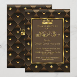 60歳の誕生日パーティー 王冠 ゴールド チョコレート ブラウン 招待状