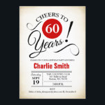 60歳の誕生日パーティー - 赤 黒 白 招待状<br><div class="desc">赤 白 黒のレトロなクリーミーな背景の60歳の誕生日パーティーの招待状。 60年のおめでとう！ 任意の年にカスタマイズできます。 さらにカスタマイズが必要な場合はメッセージください。</div>