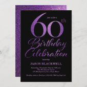 60歳の誕生日パープル招待状 招待状 (正面/裏面)