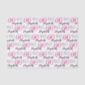 60歳の誕生日ピンクスタイリッシュクカスタムティッシュペーパー 薄葉紙 (正面)