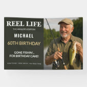 60歳の誕生日フィッシングパーティー リールライフフォト 横断幕 (横)