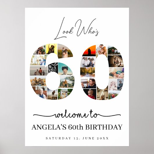 60歳の誕生日フォトコラージュ ポスター (正面)