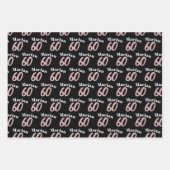 60歳の誕生日フォトピンクの白黒包装 ラッピングペーパーシート (正面3)