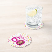 60歳の誕生日フォトピンクゴールデンイエロー紙吹雪 ペーパーコースター (インサイチュ)