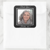 60歳の誕生日フォトブラック感謝していユー スクエアシール (バッグ)