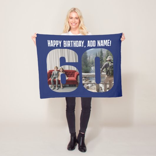 60歳の誕生日フォト フリースブランケット (インサイチュ)