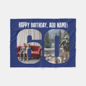 60歳の誕生日フォト フリースブランケット (正面(横))