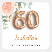 60歳の誕生日フローラバラ金ゴールドユーカリプトゥスモノグラム スクエアシール (正面)