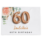 60歳の誕生日フローラバラ金ゴールドユーカリ誕生日 ラージペーパーバッグ (正面)