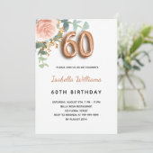 60歳の誕生日フローラバラ金ゴールドユーカリ 招待状 (スタンド正面)