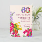 60歳の誕生日フローラモダン60歳のパーティー サンキューカード (スタンド正面)