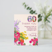 60歳の誕生日フローラモダン60歳のパーティー 案内ポストカード (スタンド正面)