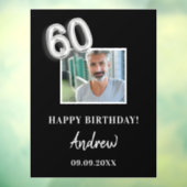 60歳の誕生日ブラックシルバー写真名男の男性 ウィンドウサイン (シート3)