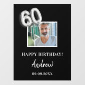 60歳の誕生日ブラックシルバー写真名男の男性 ウィンドウサイン (シート)