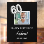 60歳の誕生日ブラックシルバー写真名男の男性 ウィンドウサイン (シート2)