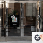 60歳の誕生日ブラックシルバー写真名男の男性 ウィンドウサイン (オフィスドア)