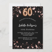 60歳の誕生日ブラックバラ金ゴールド星 招待状 (正面)