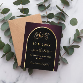 60歳の誕生日ブラックブルゴーニュ予算は日付を保存 チラシ