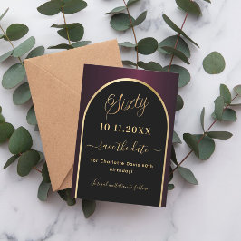 60歳の誕生日ブラックブルゴーニュ金ゴールドアーチ セーブザデート