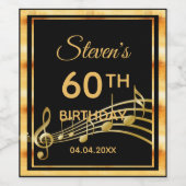 60歳の誕生日ブラックミュージック金ゴールドノート ワインラベル (シングルラベル)