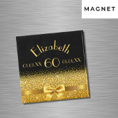 60歳の誕生日ブラックモノグラム金ゴールドエレガント マグネット