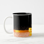 60歳の誕生日ブラック金ゴールドエレガントボウ名 ツートーンマグカップ (左)