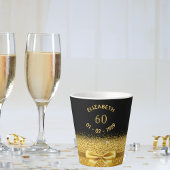 60歳の誕生日ブラック金ゴールドボウ カフェラテマグ