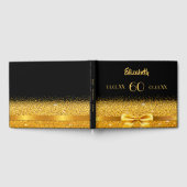 60歳の誕生日ブラック金ゴールドボウ ゲストブック (全面)