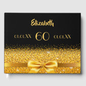 60歳の誕生日ブラック金ゴールドボウ ゲストブック (正面)