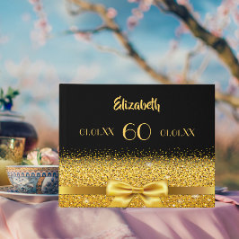 60歳の誕生日ブラック金ゴールドボウ ゲストブック