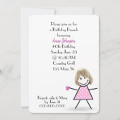 60歳の誕生日ブランチのスティックガール 招待状 (正面)