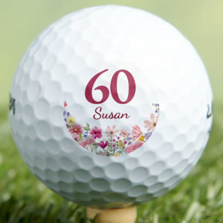 60歳の誕生日プレゼントに最適なピンクの花柄カスタム ゴルフボール