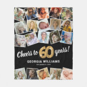 60歳の誕生日プレゼントの複数写真 フリースブランケット (正面)