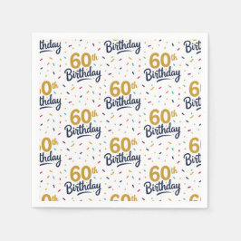 60歳の誕生日ペーパーナプキン、60歳の誕生日パーティー スタンダードカクテルナプキン