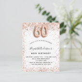 60歳の誕生日ホワイトローズの金ゴールドの輝き インビテーションポストカード (スタンド正面)