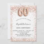 60歳の誕生日ホワイトローズ金ゴールド紙吹雪 招待状 (正面)