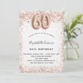 60歳の誕生日ホワイトローズ金ゴールド紙吹雪 招待状 (スタンド正面)