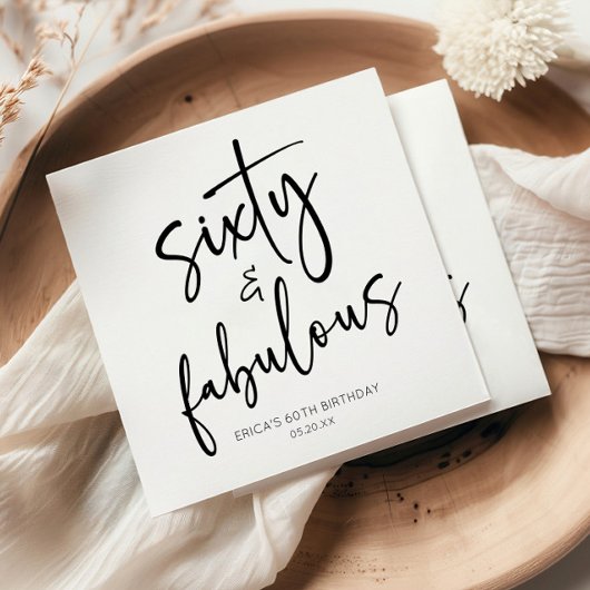 60歳の誕生日ミニマルパーティー スタンダードカクテルナプキン